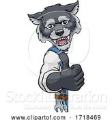 Vector Illustration of Cartoon Wolf Mascot Plumber Mechanic Handyman Worker by AtStockIllustration