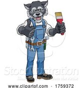 Vector Illustration of Cartoon Wolf Painter Decorator Holding Paintbrush by AtStockIllustration