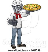 Vector Illustration of Cartoon Wolf Pizza Chef Restaurant Mascot by AtStockIllustration