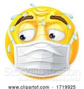 Vector Illustration of Cartoon Worried Sweating Emoticon Emoji PPE Mask Face Icon by AtStockIllustration