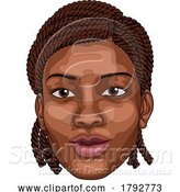 Vector Illustration of Cartoon Young Black Lady Face Portrait Illustration by AtStockIllustration