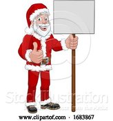 Vector Illustration of Cartoon Young Santa Claus Holding Sign Christmas Cartoon by AtStockIllustration