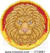 Vector Illustration of Cartoon Zodiac Horoscope Astrology Leo Lion Pixel Art Sign by AtStockIllustration