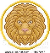 Vector Illustration of Cartoon Zodiac Horoscope Astrology Leo Lion Pixel Art Sign by AtStockIllustration