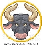 Vector Illustration of Cartoon Zodiac Horoscope Astrology Taurus Pixel Art Sign by AtStockIllustration