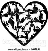 Vector Illustration of Cat Heart Silhouette Concept by AtStockIllustration