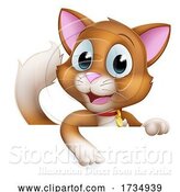 Vector Illustration of Cat Pet Kitten Cute Animal Character Sign by AtStockIllustration
