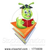 Vector Illustration of Caterpillar Book Worm Reading by AtStockIllustration