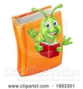 Vector Illustration of Caterpillar Bookworm Worm in Book Reading by AtStockIllustration