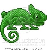 Vector Illustration of Chameleon Lizard Pixel Art Video Game by AtStockIllustration