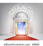 Vector Illustration of Change over Open Doors with Sunshine and a Red Carpet by AtStockIllustration