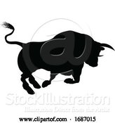 Vector Illustration of Charging Bull Silhouette by AtStockIllustration