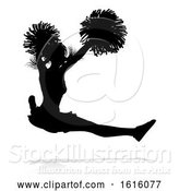 Vector Illustration of Cheerleader Pom Poms Silhouette, on a White Background by AtStockIllustration