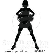 Vector Illustration of Cheerleader with Pom Poms Silhouette by AtStockIllustration