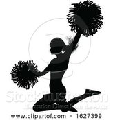 Vector Illustration of Cheerleader with Pom Poms Silhouette by AtStockIllustration