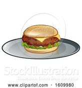 Vector Illustration of Cheese Burger on Plate by AtStockIllustration