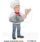 Vector Illustration of Chef Cook Guy Holding a Dome Tray by AtStockIllustration