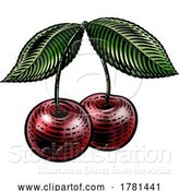 Vector Illustration of Cherry Berry Fruit Vintage Woodcut Illustration by AtStockIllustration