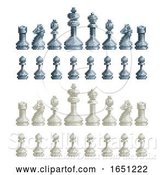 Vector Illustration of Chess Pieces Set 8 Bit Pixel Video Game Art Icons by AtStockIllustration
