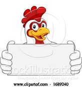 Vector Illustration of Chicken Rooster Cockerel Character Sign by AtStockIllustration