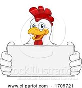 Vector Illustration of Chicken Rooster Cockerel Holding Sign by AtStockIllustration