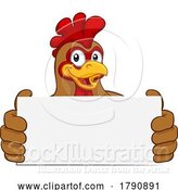 Vector Illustration of Chicken Rooster Cockerel Holding Sign by AtStockIllustration
