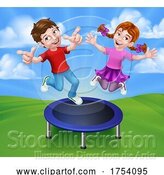 Vector Illustration of Children Jumping on a Round Trampoline by AtStockIllustration