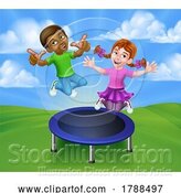 Vector Illustration of Children Jumping on a Round Trampoline by AtStockIllustration