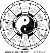 Vector Illustration of Chinese Zodiac Horoscope Animals Year Signs Wheel by AtStockIllustration