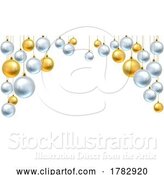 Vector Illustration of Christmas Background Gold Silver Balls Baubles by AtStockIllustration