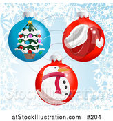 Vector Illustration of Christmas Bauble Ornaments with a Snowflake Background by AtStockIllustration