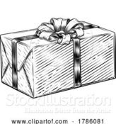 Vector Illustration of Christmas Gift Birthday Vintage Present Box Bow by AtStockIllustration