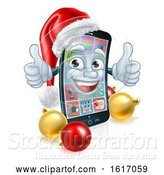 Vector Illustration of Christmas Mobile Cell Phone in Santa Hat by AtStockIllustration