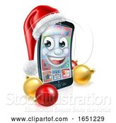 Vector Illustration of Christmas Mobile Cell Phone Mascot in Santa Hat by AtStockIllustration