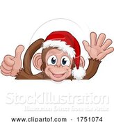 Vector Illustration of Christmas Monkey Character in Santa Hat by AtStockIllustration