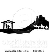 Vector Illustration of Christmas Nativity Scene Bethlehem Manger Wise Men by AtStockIllustration