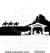 Vector Illustration of Christmas Nativity Scene Bethlehem Manger Wise Men by AtStockIllustration