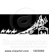 Vector Illustration of Christmas Nativity Scene Bethlehem Manger Wise Men by AtStockIllustration