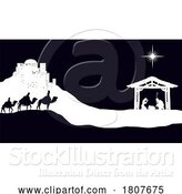 Vector Illustration of Christmas Nativity Scene Bethlehem Manger Wise Men by AtStockIllustration