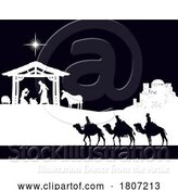 Vector Illustration of Christmas Nativity Scene Bethlehem Manger Wise Men by AtStockIllustration