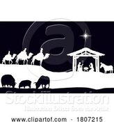 Vector Illustration of Christmas Nativity Scene Bethlehem Manger Wise Men by AtStockIllustration