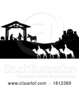 Vector Illustration of Christmas Nativity Scene Bethlehem Manger Wise Men by AtStockIllustration