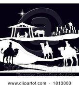 Vector Illustration of Christmas Nativity Scene Bethlehem Manger Wise Men by AtStockIllustration