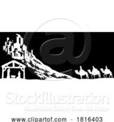 Vector Illustration of Christmas Nativity Scene Bethlehem Manger Wise Men by AtStockIllustration