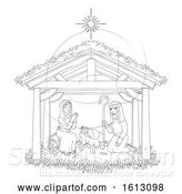 Vector Illustration of Christmas Nativity Scene Coloring by AtStockIllustration