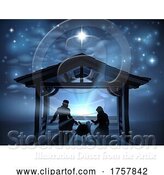 Vector Illustration of Christmas Nativity Scene Jesus Manger Silhouette by AtStockIllustration