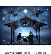 Vector Illustration of Christmas Nativity Scene Jesus Manger Silhouette by AtStockIllustration