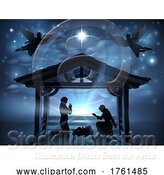 Vector Illustration of Christmas Nativity Scene Jesus Manger Silhouette by AtStockIllustration