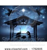 Vector Illustration of Christmas Nativity Scene Jesus Manger Silhouette by AtStockIllustration