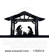 Vector Illustration of Christmas Nativity Scene Jesus Manger Silhouette by AtStockIllustration